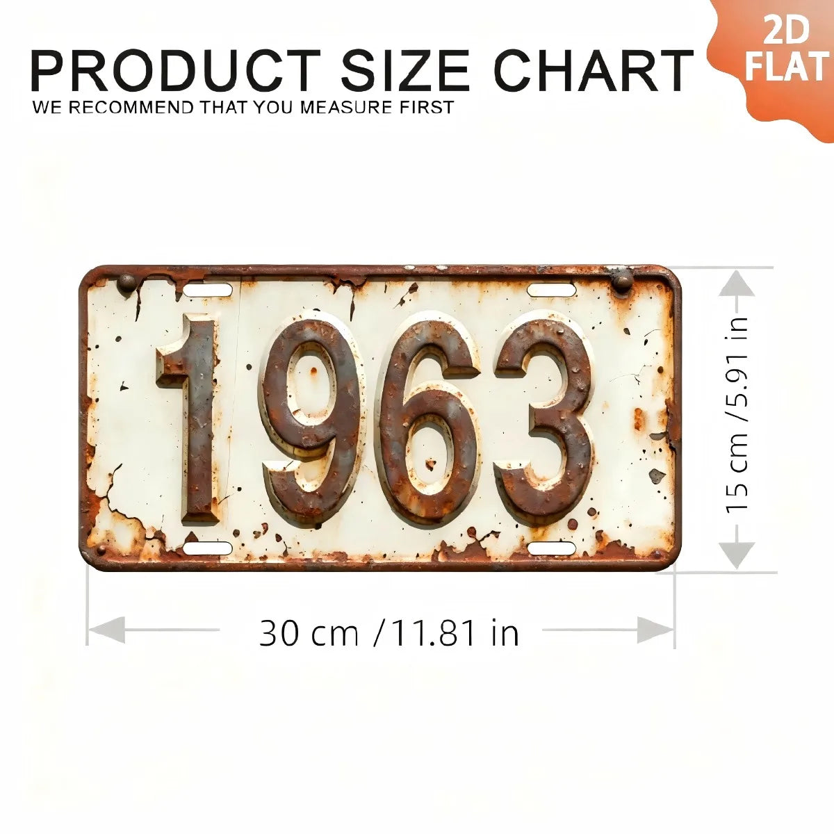 A vintage style aluminum license plate with the year 1963 embossed on it.