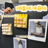 A yellow tray filled with small wooden eggs, used for fridge decor.