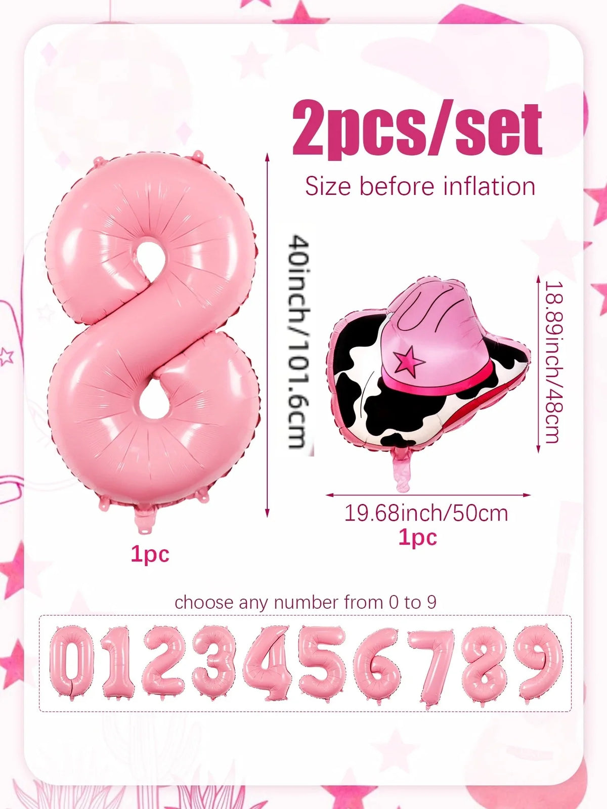 40-Inch Cowboy Cow Number Foil Balloon Set