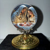 A framed religious image depicting the Holy Family with the infant Jesus and Mary.