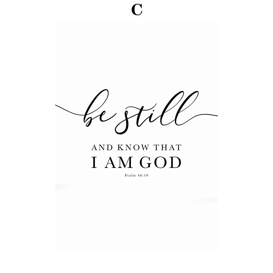 Black script text reads Be Still and know that I am God with Psalm 46:10 underneath.