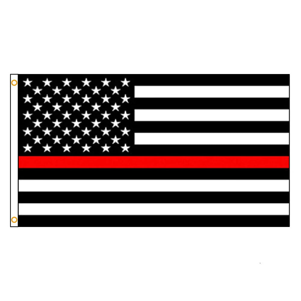 A flag design featuring the American flag pattern with thin black lines.