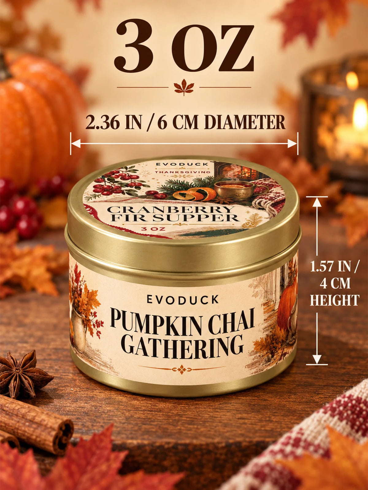 Orange Loaf Scented Candle Set in Gold Tins (4-Pack)