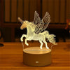 A glowing acrylic silhouette of a winged horse in mid-gallop displayed on a dark base.