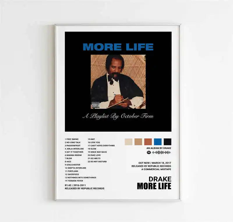 Poster featuring Drake's More Life album art with the title text on a black background