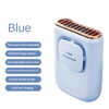 A blue portable multi-use cooling fan with a metallic grille and a handle for easy use.