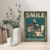 A canvas print featuring a skeleton man squatting on a toilet with the text You're losing weight.
