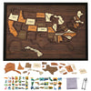 Holz-USA-Landkarte Puzzle mit Staaten und Regionen sowie kleinen Holzgegenständen und Aufklebern