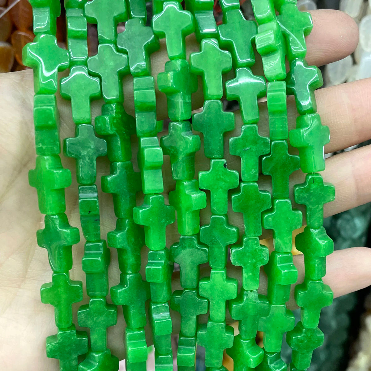 Natural Stone Cross Beads for Jewelry Making