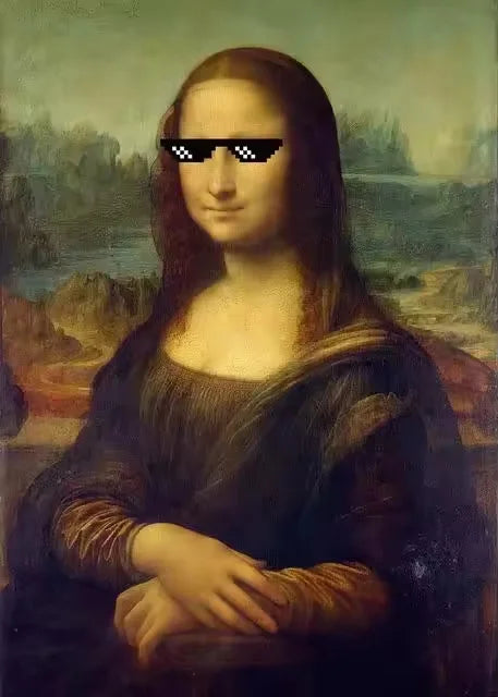 A portrait of a woman with her eyes covered by black bars, painted in dark tones.