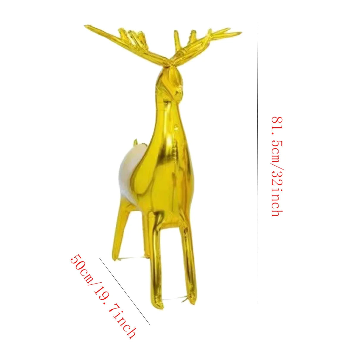 Gold foil balloon set shaped like a Santa sleigh with deer and elk