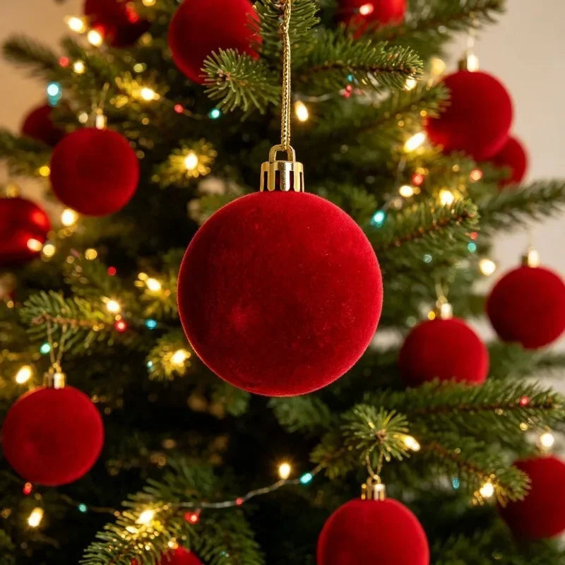 Red Velvet Christmas Ball Ornaments (Set of 24)