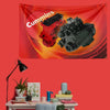 A red banner featuring images of Cummins engines against a fiery background.