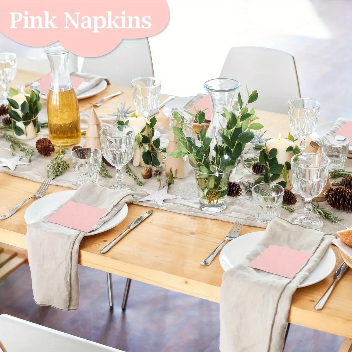 Scalloped Cocktail Napkins, 2-Ply Premium Disposable Paper Napkins (100 Pack)
