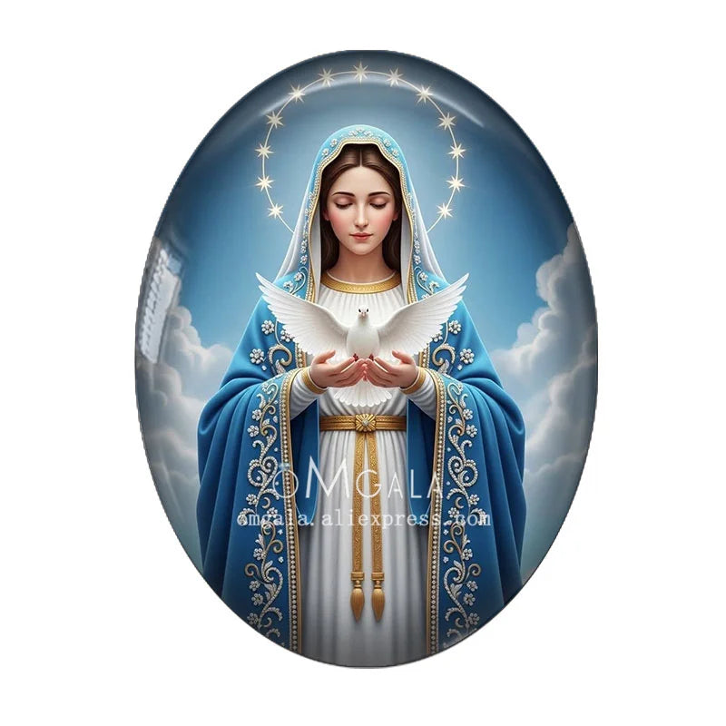 Religious Art Glass Cabochons for Jewelry Making