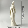 White gold praying angel figurine statue with a flowing dress design and height measurements.