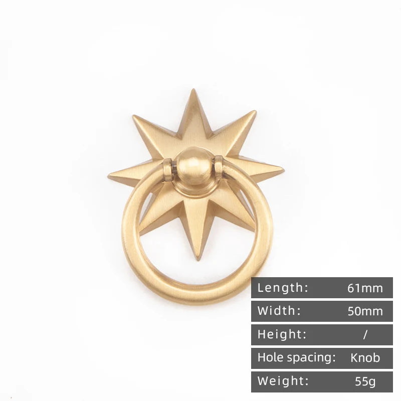 Solid Brass Star Pendant Cabinet Knob with Antique Finish