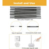 Installation and use guide showing high quality fiberglass rods, assembly, and filling a water bag.