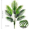A realistic artificial palm tree featuring nine vibrant green silk leaves.