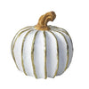 Elegant white and gold resin decorative pumpkin with a golden stem