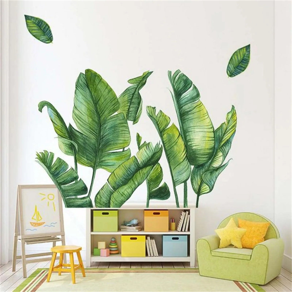 Fresh Green Plant Wall Sticker for Kids Room and Living Room Decor