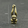 Vintage brass monkey key chain charm in size S, measuring 3.3cm tall.