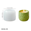 A light green textured silicone mold for candles shown next to its dimensions.