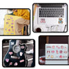 A collection of pink bow nurse graffiti stickers for laptops, water bottles, and DIY projects shown in various contexts.