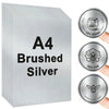 A4 brushed silver vinyl sticker paper with ten sheets and round silver stickers.