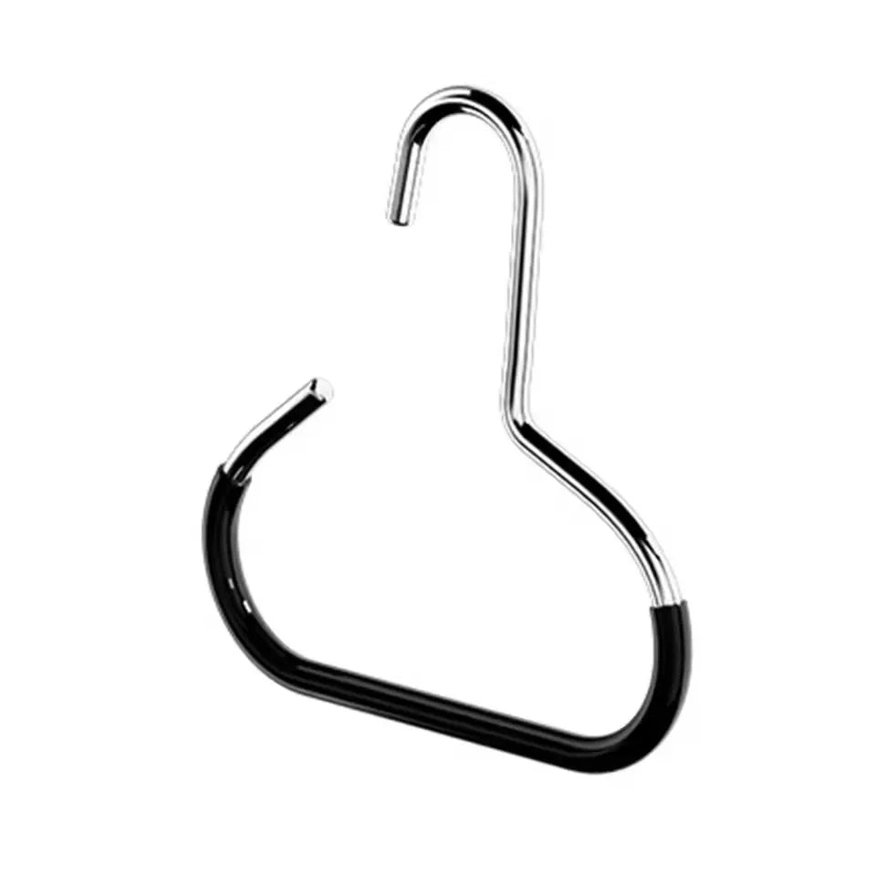 A chrome circle ring hat hanger used for organization.