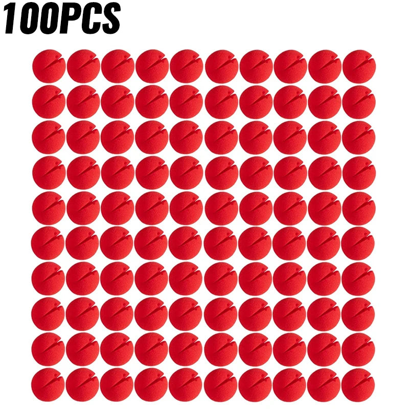 100 pieces of classic red clown nose soft foam balls for costumes and parties