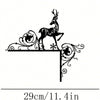 Black line art of a deer silhouette on a decorative metal wall shelf.