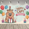 Cute Capybara Cartoon Birthday Party Backdrop