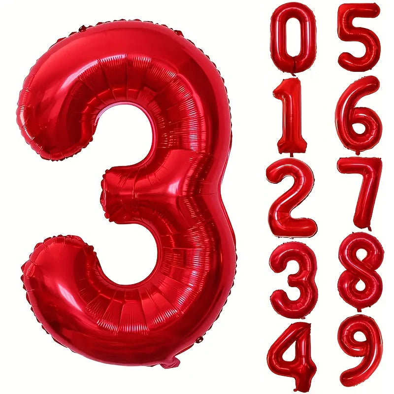 Large Red Number Foil Balloon for Birthday and Anniversary Decor