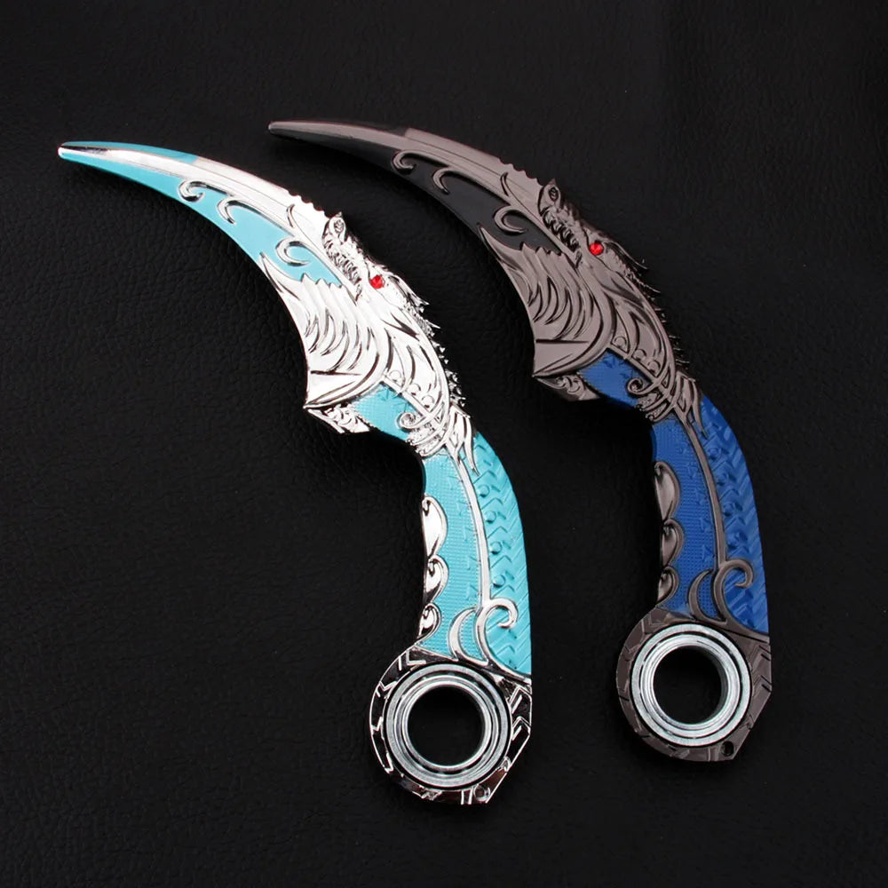 Anime-style blue dragon rotating claw knife model collectible display piece