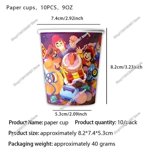 A colorful paper cup featuring a character design for a happy birthday theme.
