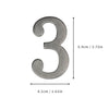Magnetic silver house number for doors and mailboxes shaped like the number three