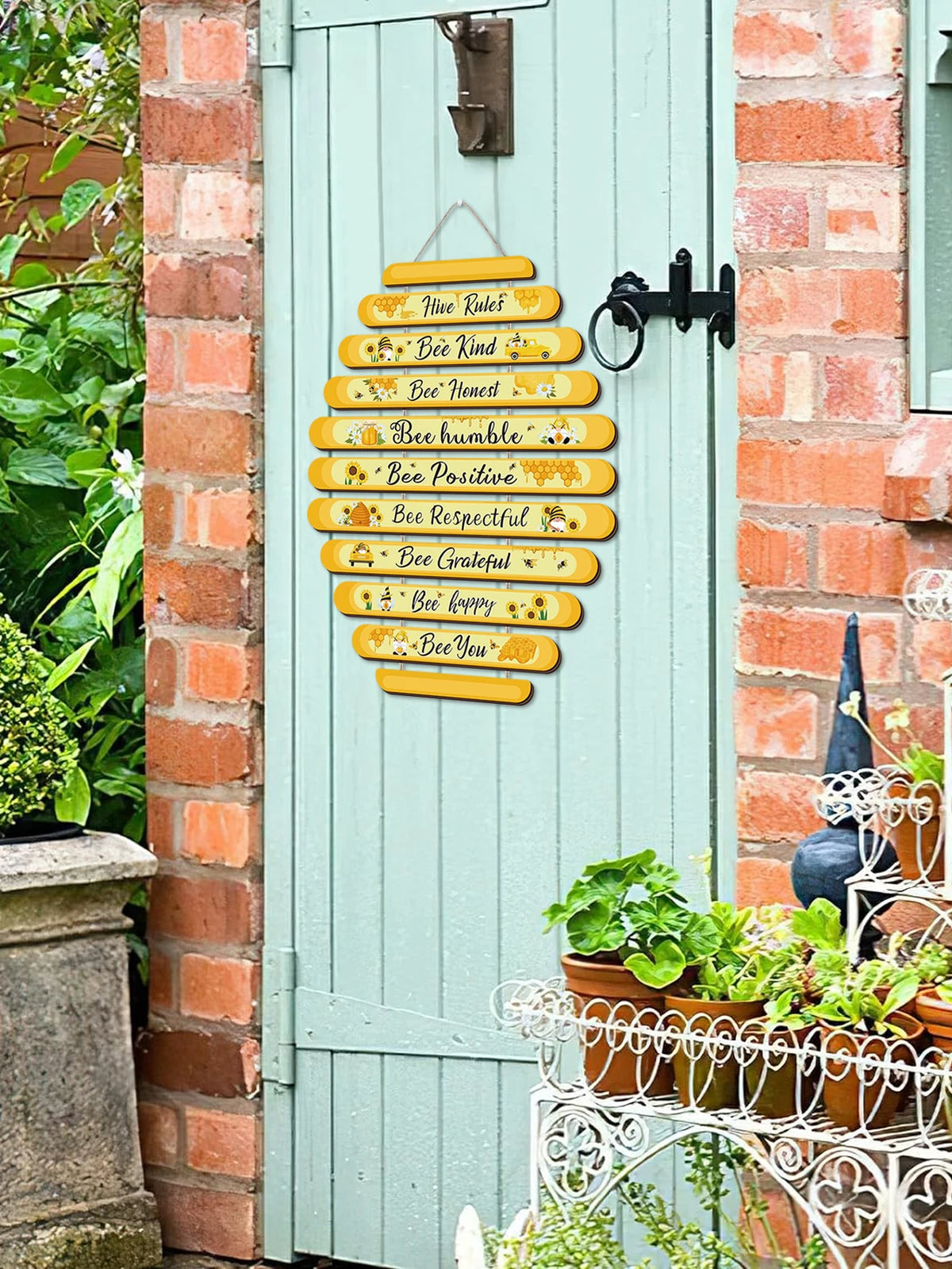 Beehive Rules Wooden Wall Plaque – Farmhouse Decor Sign