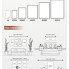 Reference guide showing various canvas sizes like A4, 20x30, 30x40, and 50x70 for wall art.