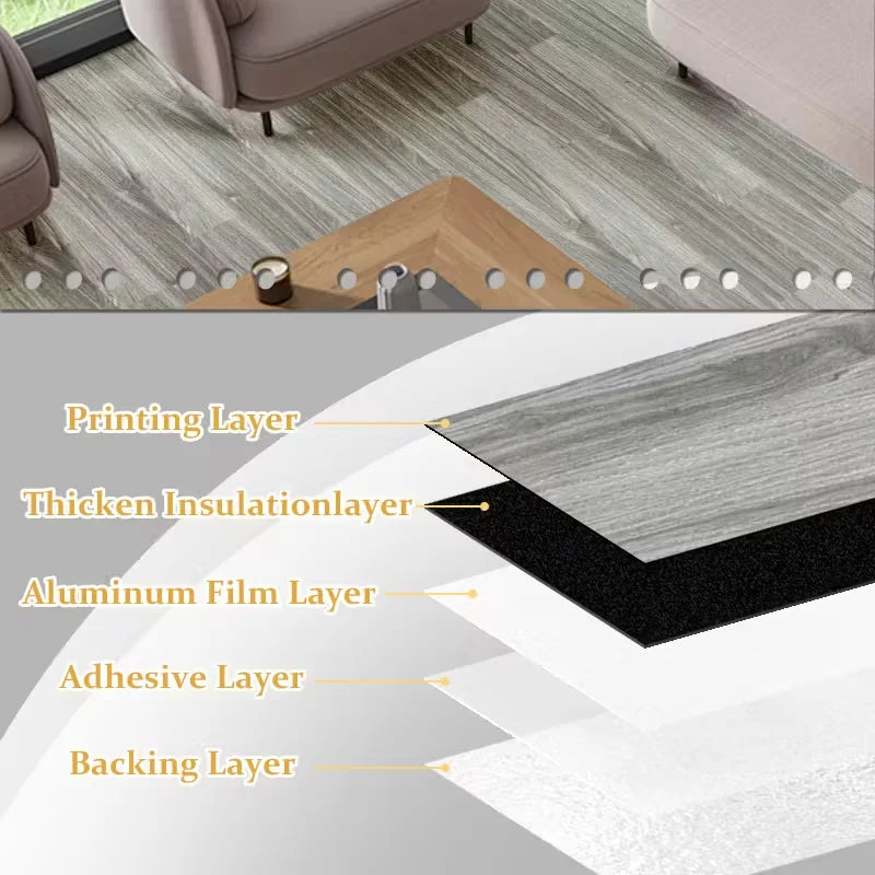 Self-Adhesive Wood Grain Floor Stickers (10-Pack)