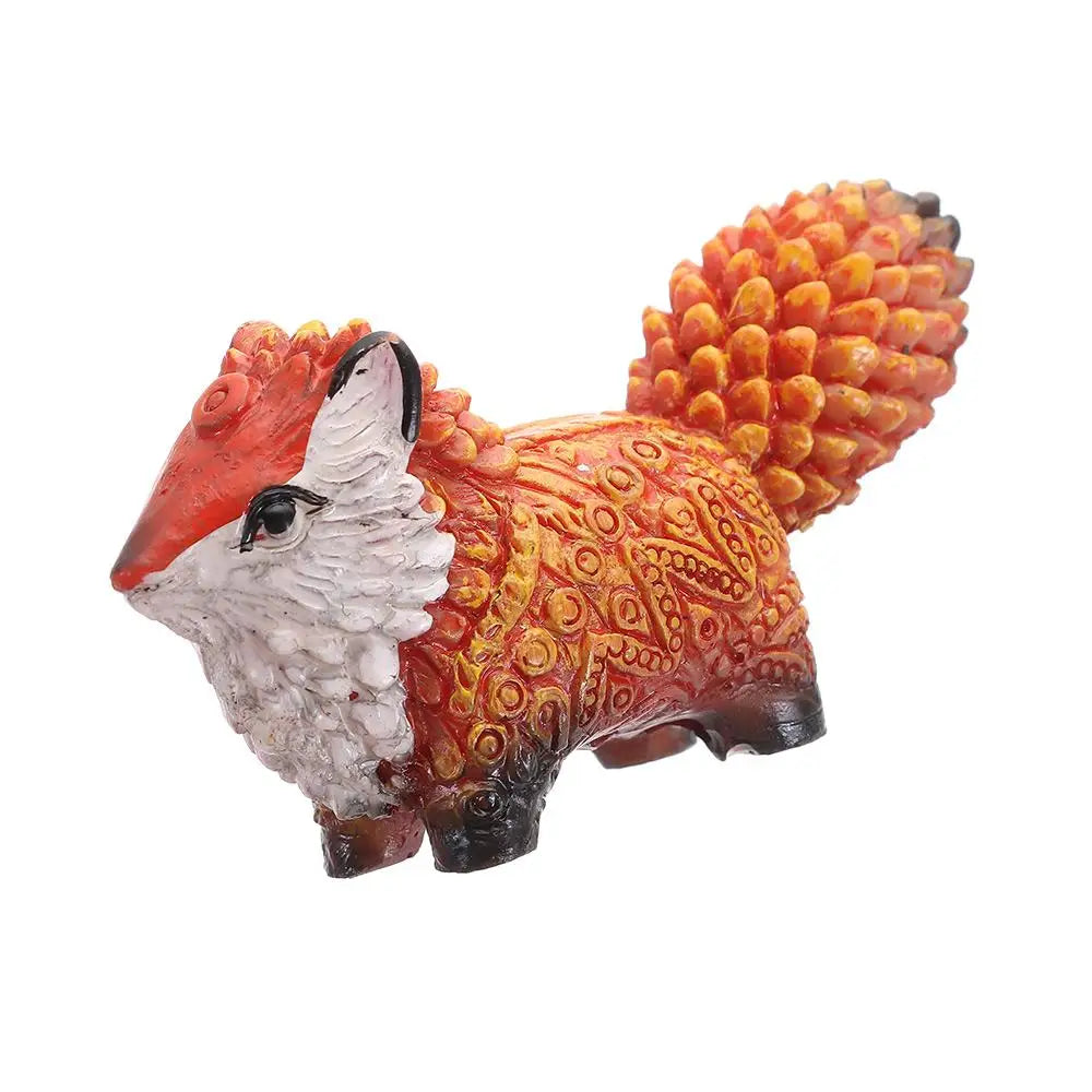 Hand-painted resin fox totem statue with orange and white fur for home decor