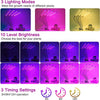 Diagram showing 3 lighting modes and 10 brightness levels for indoor plants with 3 timing settings.