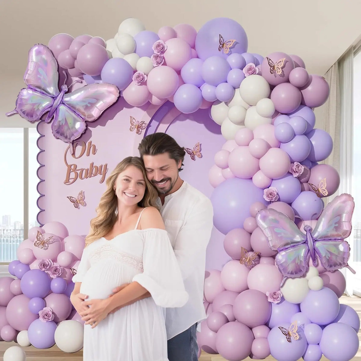 Butterfly Balloon Garland Arch Kit in Soft Pastel Colors