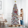 7.5 Ft Pre-Lit Pencil Christmas Tree with LED Lights and Metal Stand
