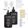 Black UV resin bottles and white gloves with 6 pieces of resin included
