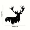 Black metal deer head wall sculpture silhouette with antlers and a body of stars.