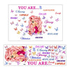 A colorful graphic featuring empowering words like Amazing Capable Beautiful Chosen Strong and Victorious You Are Created Eno