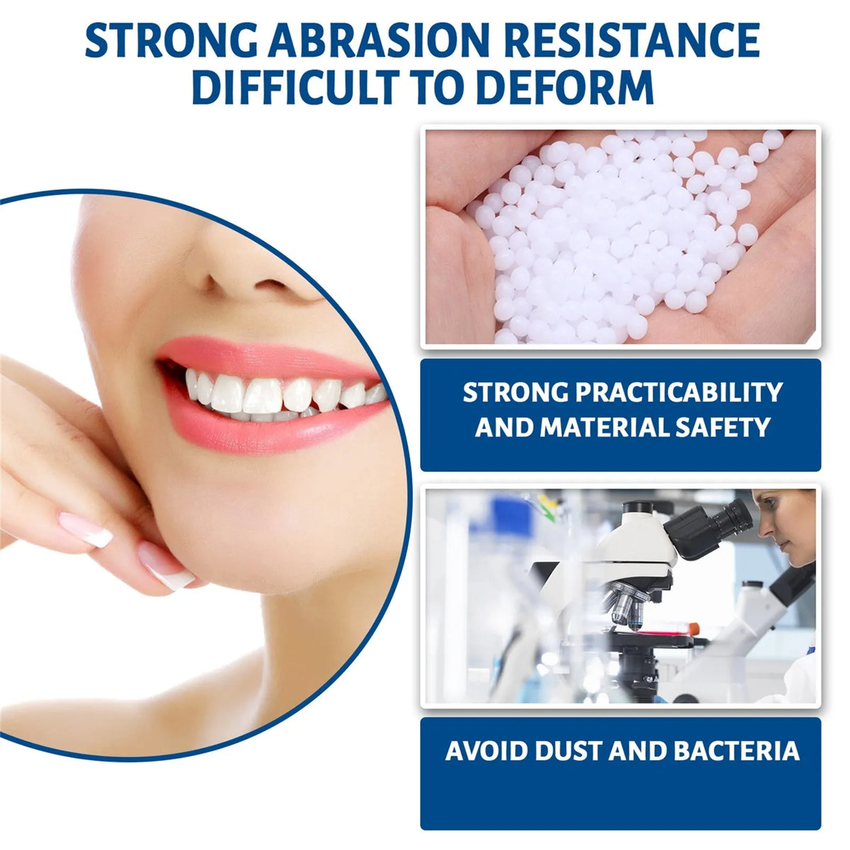 Close-up of white, porous material used for temporary tooth repair or fillings.