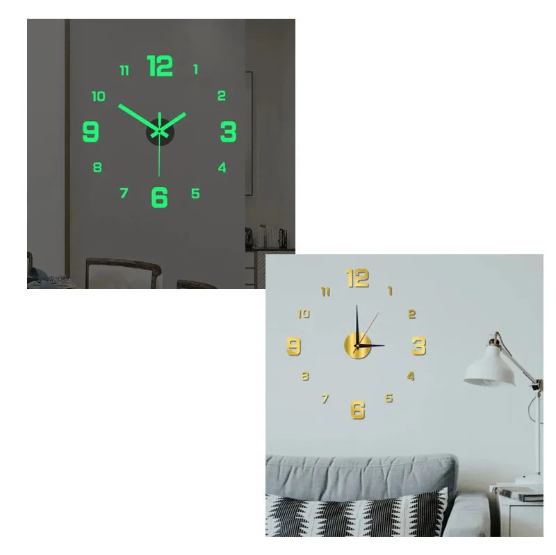 A digital wall clock displaying the time twelve o'clock in bright green on a light gray wall.