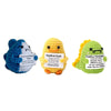 Three handmade plush knitting dolls in blue, yellow, and green with positive affirmations